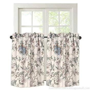 Vintage Floral Pattern Half Window Curtain Tiers